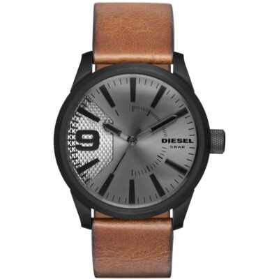 Diesel Rasp watch with brown leather strap