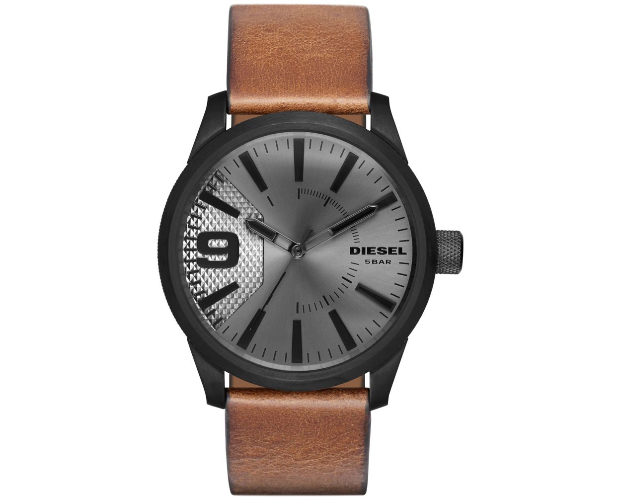 Diesel Rasp watch with brown leather strap