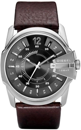 Diesel Mega Chief reloj en cuero marron